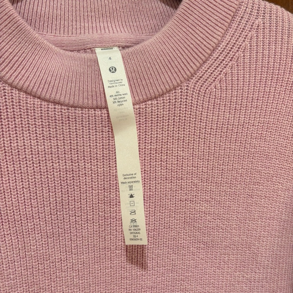 Lululemon Athletica Soft Pink Crew Neck Sweater